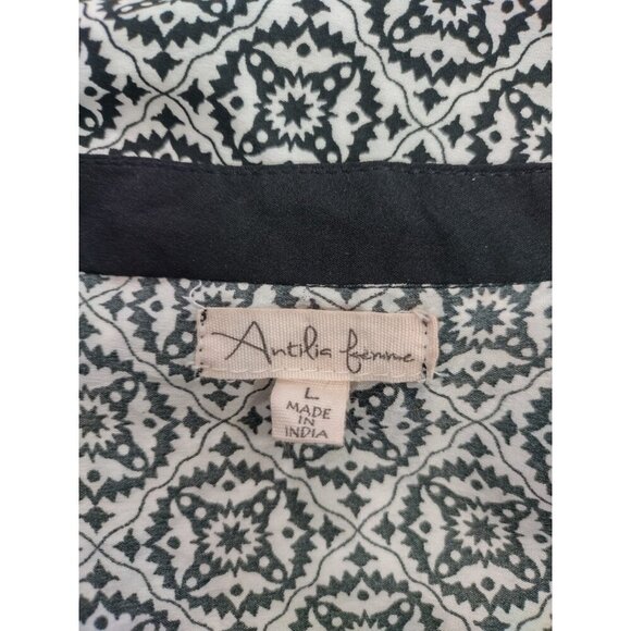 Anthea Femme women's tunic, black and white geometric print, red details size L - Picture 3 of 8